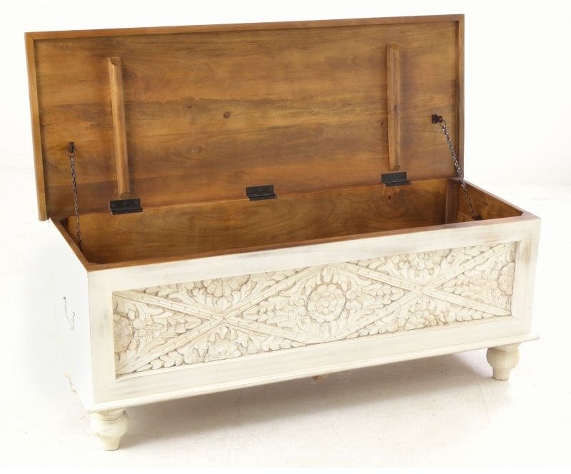 Product photograph of Ancient Mariner Carved Distressed Mango Wood Bedding Box from Choice Furniture Superstore.
